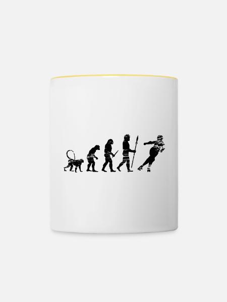 Entwicklung eines Rollschuhläufers - Tasse zweifarbig - Weiß/Gelb
