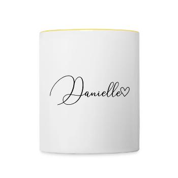 Danielle Nom Prénom Fille - Mug contrasté - blanc/jaune - Devant
