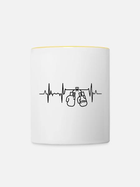 Boxer Herzlinie - Tasse zweifarbig - Weiß/Gelb