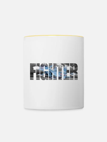 Fighter Su-30SM - Tasse zweifarbig - Weiß/Gelb