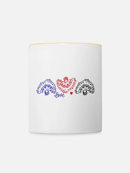 Ornamente Fantasie - Tasse zweifarbig - Weiß/Gelb