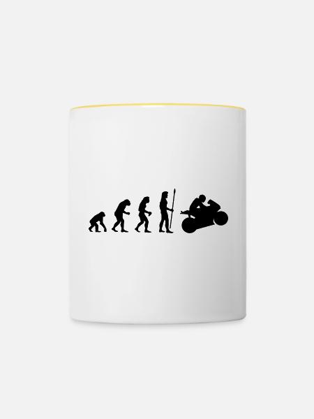 evolution_motorbike1 - Tasse zweifarbig - Weiß/Gelb