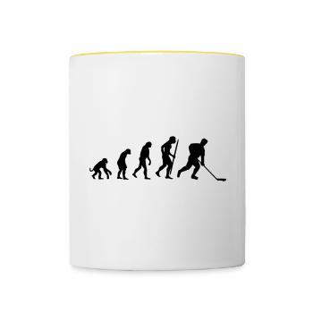 evolution of  hockey_ - Tasse zweifarbig - Weiß/Gelb - Vorne