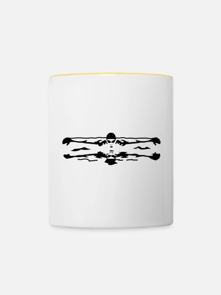 Schwimmer, Butterfly - Tasse zweifarbig - Weiß/Gelb