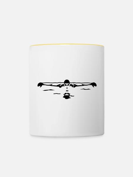 Schwimmer, Butterfly - Tasse zweifarbig - Weiß/Gelb