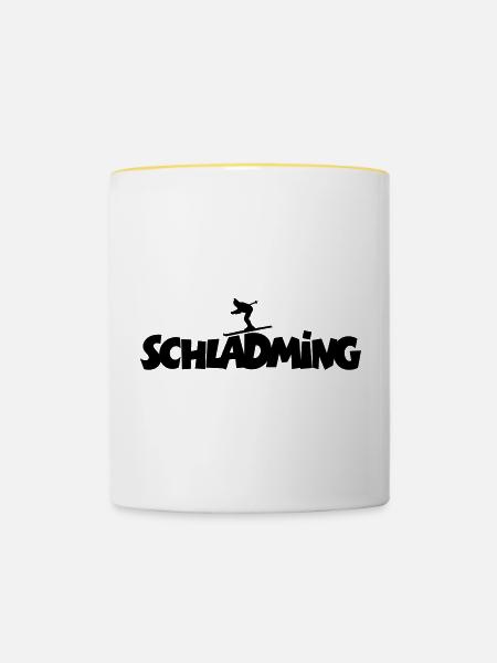Schladming Ski (M) - Tasse zweifarbig - Weiß/Gelb