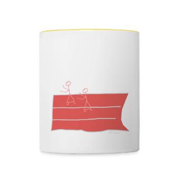 Sprinter Strichmännchen, Frau Lauf Sport Wettkampf - Tasse zweifarbig - Weiß/Gelb - Vorne