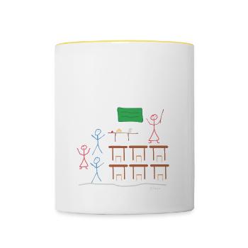 Strichfrau teacher teaching children pupil job - Contrasting Mug - white/yellow - Front
