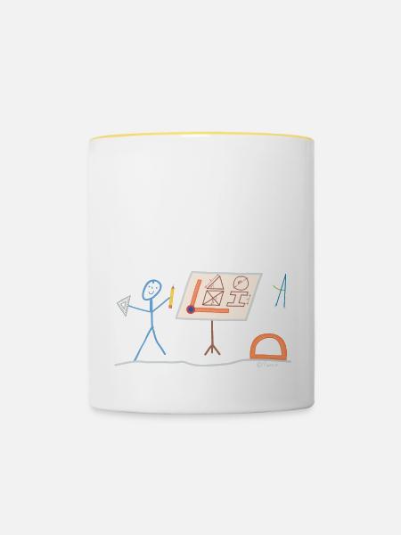Technischer Zeichner Strichmännchen Konstrukteur - Tasse zweifarbig - Weiß/Gelb
