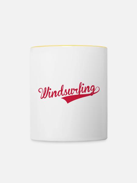 Windsurfen / Windsurfer / Windsurf / Windsurfing - Tasse zweifarbig - Weiß/Gelb