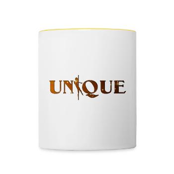 Goldene Silhouette Tanz-Umriss - Tasse zweifarbig - Weiß/Gelb - Vorne