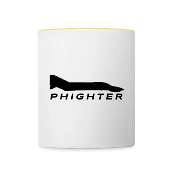 F-4 Phantom classic jet fighter - Contrasting Mug - white/yellow - Front