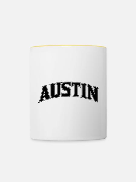 AUSTIN Arc Schriftzug Print - Tasse zweifarbig - Weiß/Gelb