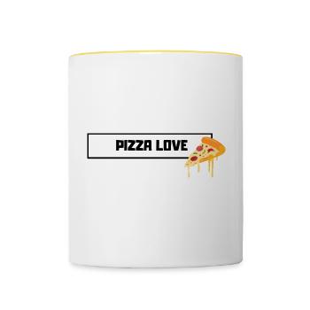 Pizza love - Tasse zweifarbig - Weiß/Gelb - Vorne