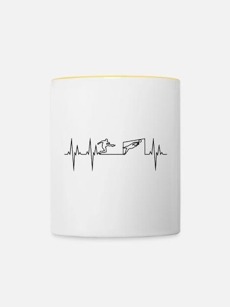 Fußball Elektrokardiogramm EKG - Tasse zweifarbig - Weiß/Gelb