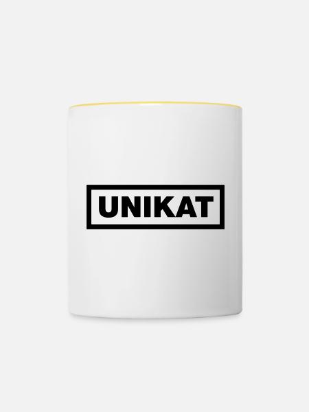 Echtes Unikat - Tasse zweifarbig - Weiß/Gelb