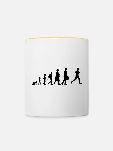 Entwicklung eines Läufers - Tasse zweifarbig - Weiß/Gelb