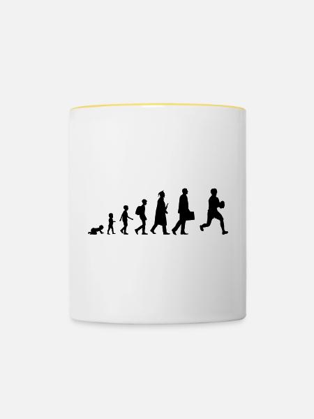Entwicklung des Rugbyspielers - Tasse zweifarbig - Weiß/Gelb