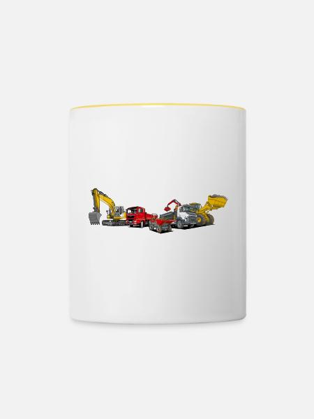 Baumaschinen Fuhrpark - Tasse zweifarbig - Weiß/Gelb