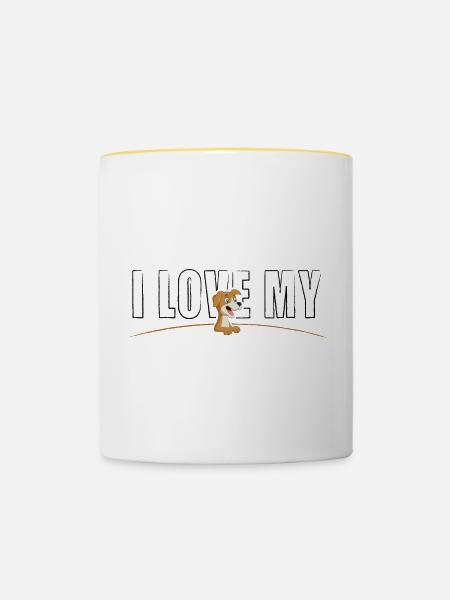 I love my Dog - Tasse zweifarbig - Weiß/Gelb