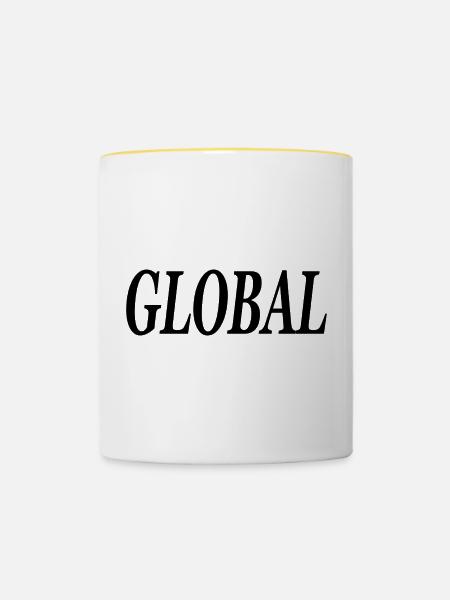 Global Weltweit - Tasse zweifarbig - Weiß/Gelb