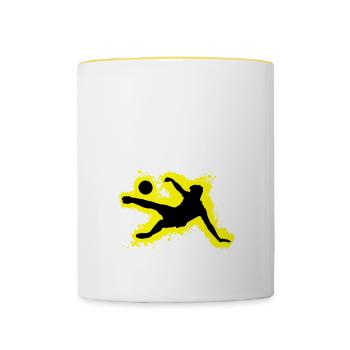 Sport foot yellow and black outline - Contrasting Mug - white/yellow - Front