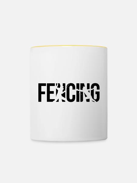 Fechten fencing - Tasse zweifarbig - Weiß/Gelb