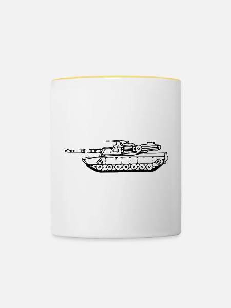 gezeichneter M1 Abrams Panzer - Tasse zweifarbig - Weiß/Gelb
