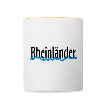 Rheinländer - Die Leute vom Rhein - Tasse zweifarbig - Weiß/Gelb - Vorne