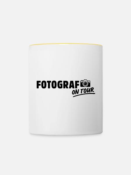 fotograf on tour - Tasse zweifarbig - Weiß/Gelb