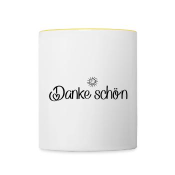 Danke schön - Tasse zweifarbig - Weiß/Gelb - Vorne