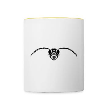 Hornisse / Hornissendrohne / Insekt - Tasse zweifarbig - Weiß/Gelb - Vorne