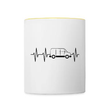 Bus Heartbeat Symbol Pulse Van Suv Illustration - Mug contrasté - blanc/jaune - Devant