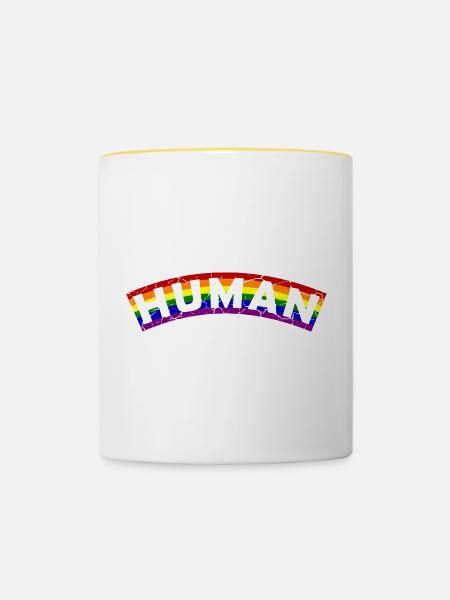 Human Pride Flag Design - Tasse zweifarbig - Weiß/Gelb