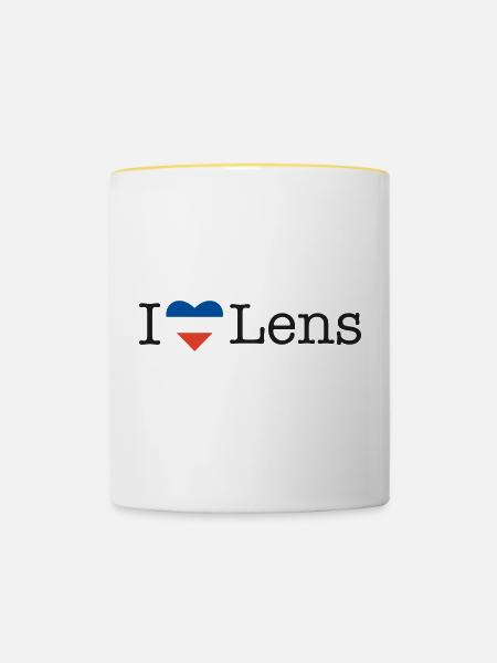 I love Lens - Tasse zweifarbig - Weiß/Gelb