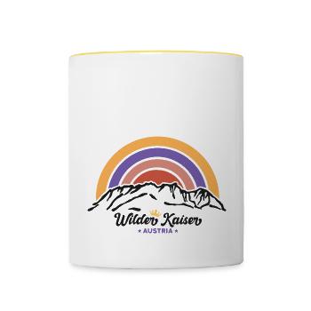 Wilder Kaiser Kaiserkrone Kitzbühel Tirol Randonnée - Mug contrasté - blanc/jaune - Devant