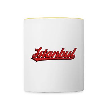 Istanbul lettering underlined in red - Contrasting Mug - white/yellow - Front