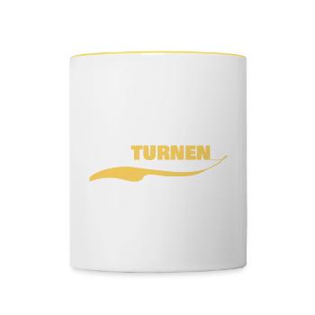 Namensschild Turner - Tasse zweifarbig - Weiß/Gelb - Vorne