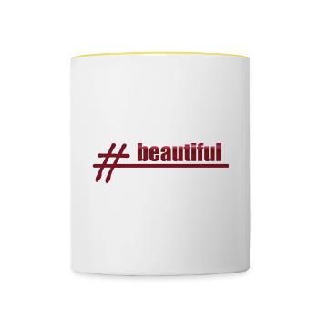 Style Hashtag beautiful - Contrasting Mug - white/yellow - Front