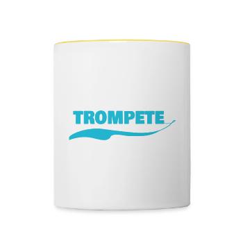 Namensschild Trompete - Tasse zweifarbig - Weiß/Gelb - Vorne