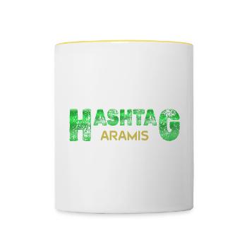 Hashtag Aramis - Tasse zweifarbig - Weiß/Gelb - Vorne