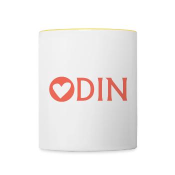 Amour et coeurs pour Odin - Mug contrasté - blanc/jaune - Devant
