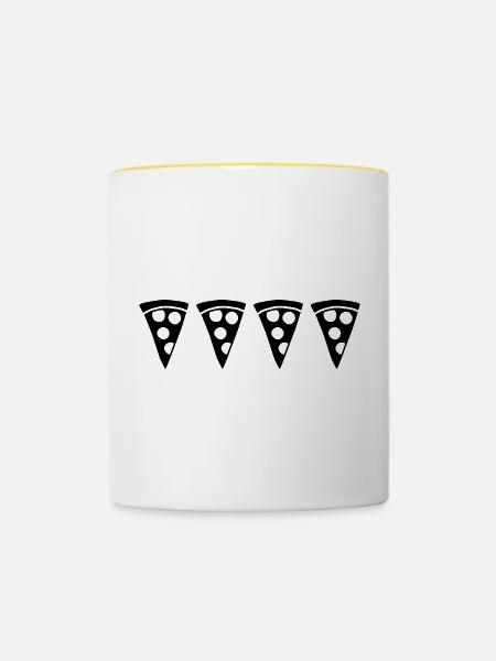 Pizzastück - Tasse zweifarbig - Weiß/Gelb