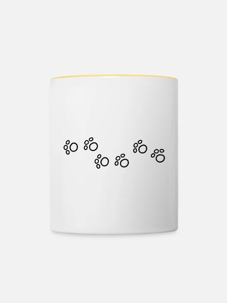Cartoon Katzen Pfoten - Tasse zweifarbig - Weiß/Gelb