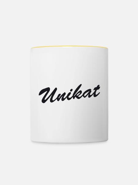 Unikat - Tasse zweifarbig - Weiß/Gelb