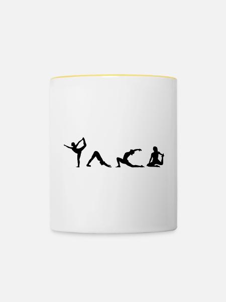 Yogini Zeichnung - Tasse zweifarbig - Weiß/Gelb