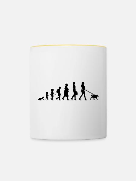 Entwicklung einer Hundehalterin - Tasse zweifarbig - Weiß/Gelb