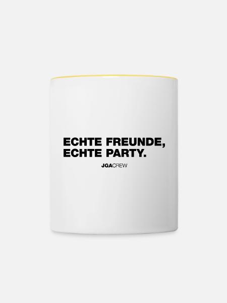 Echte Freunde (JGA - Jungesellenabschied) - Tasse zweifarbig - Weiß/Gelb