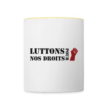 Luttons pour nos Droits ! - Mug contrasté - blanc/jaune - Devant