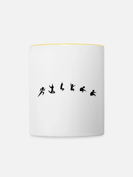 Weitsprung - Tasse zweifarbig - Weiß/Gelb